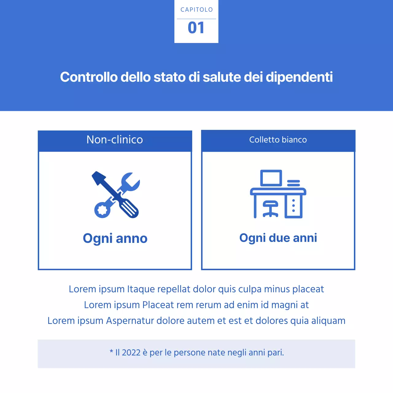 Scheda guida per il controllo sanitario pre-assunzione blu e biancaNews Design