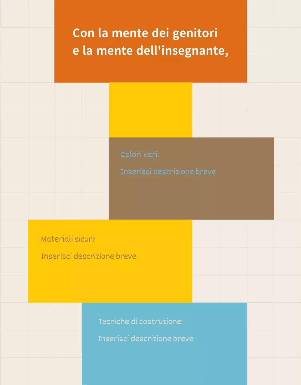 Giallo Blu Marrone Quadrato Blocktoy Promozione Parrocchiale Bambini