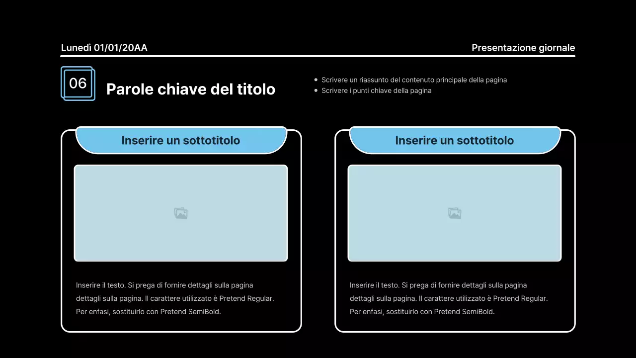 Presentazione che attira l'attenzione con linee decise in un concetto di giornale su sfondo nero