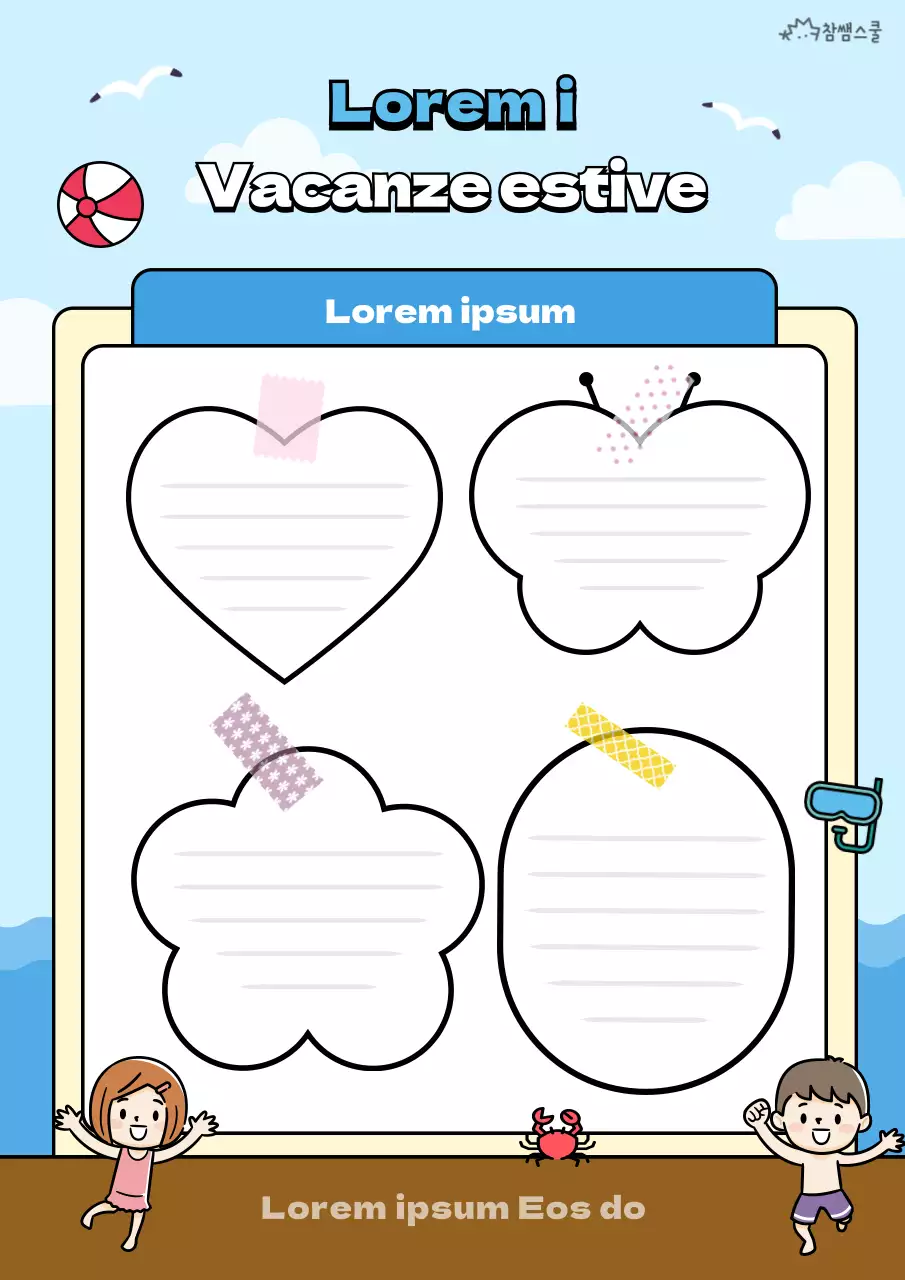 Pianificatore per le vacanze estive con concetto di spiaggia blu chiaro