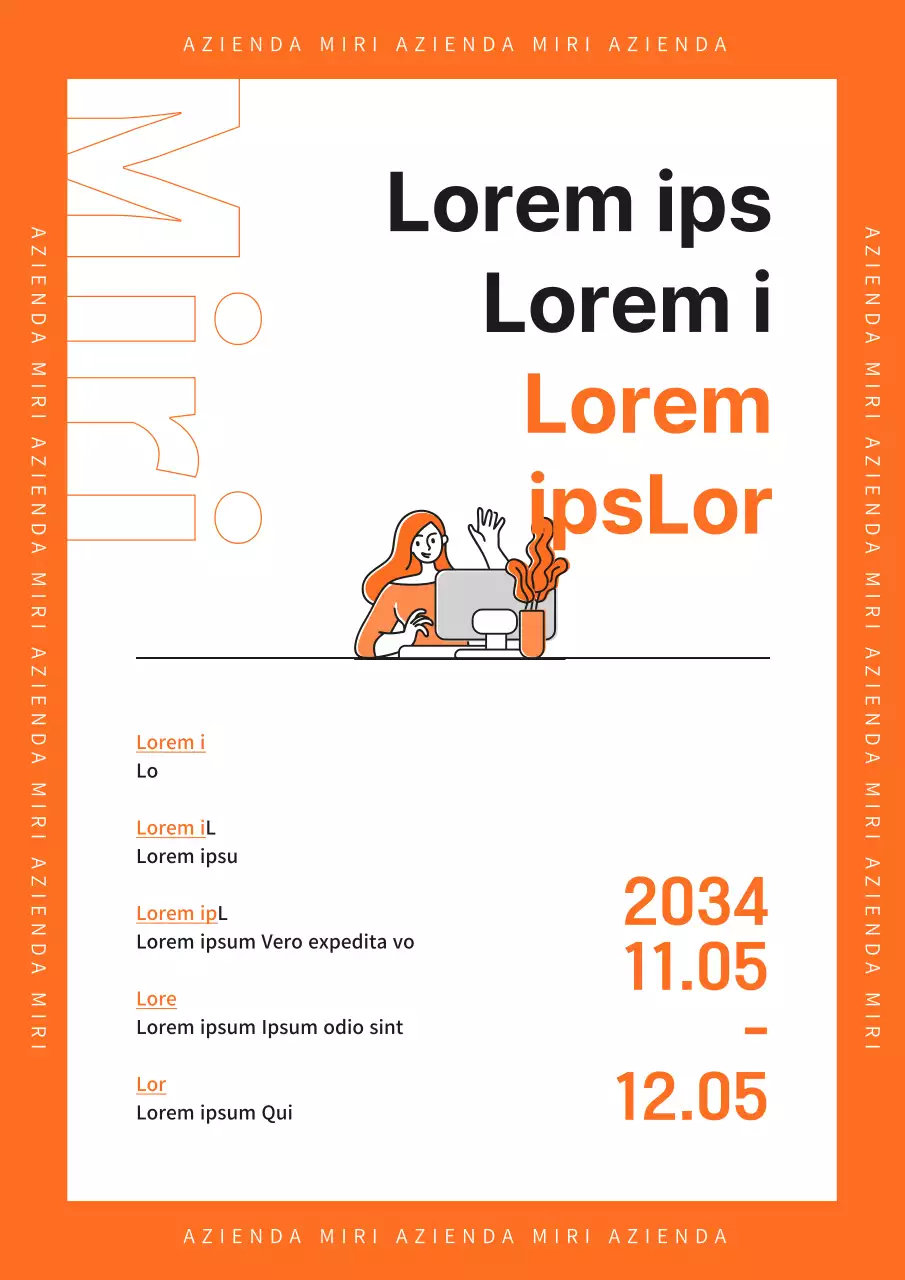 Annuncio di lavoro part-time per assistente d'ufficio di colore arancione
