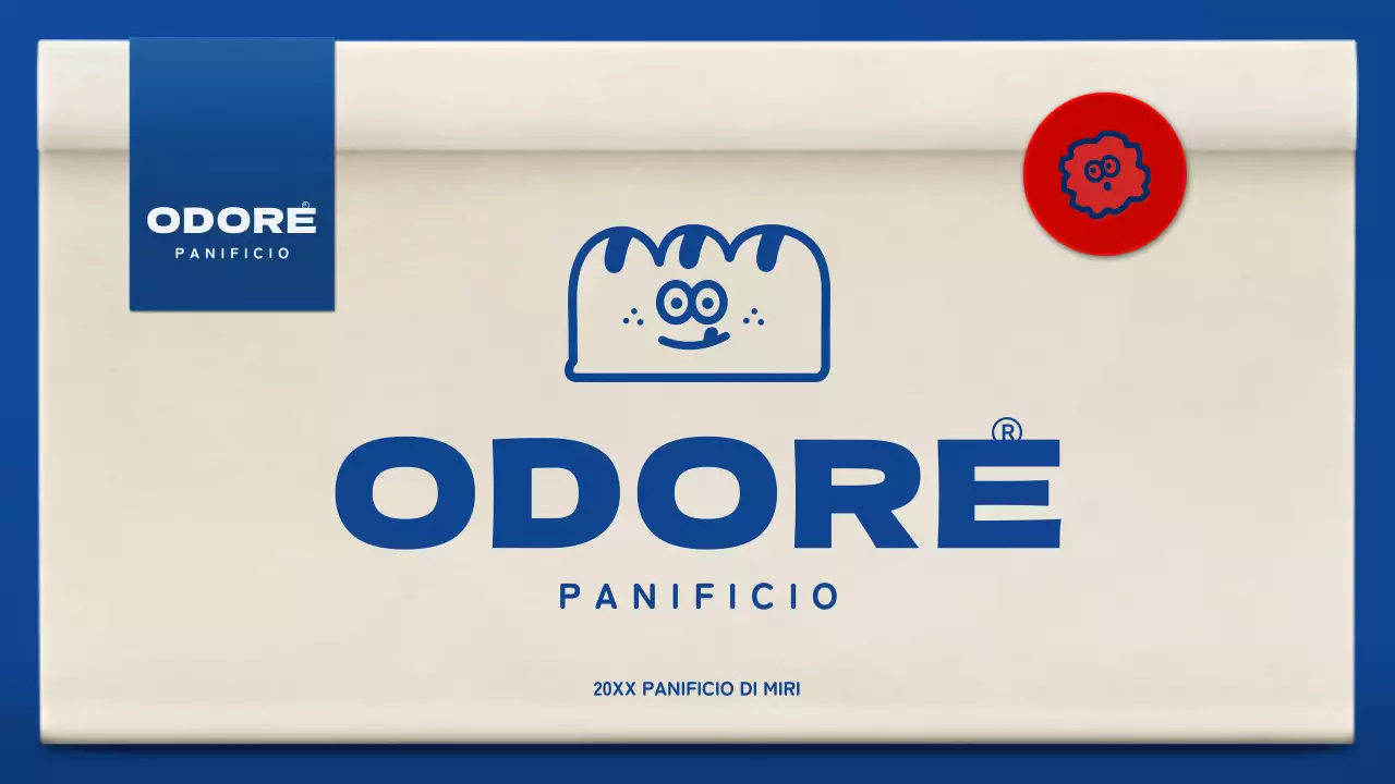 Graziosa cartella per panetteria in blu e marrone