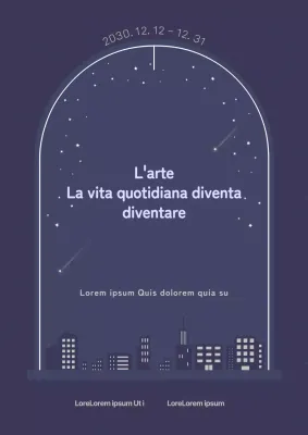 Poster informativo del programma per le vacanze invernali con cielo notturno blu navy e blu chiaro