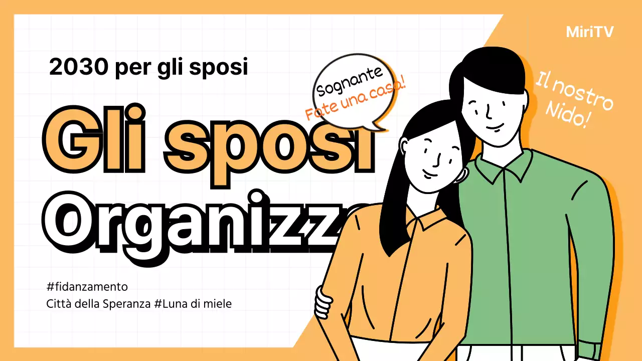 Illustrazione di sposi di colore albicocca in miniatura