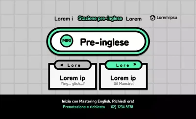 Simpatico concetto di segnaletica metropolitana verde lime e nera per promuovere e informare le scuole di lingua inglese