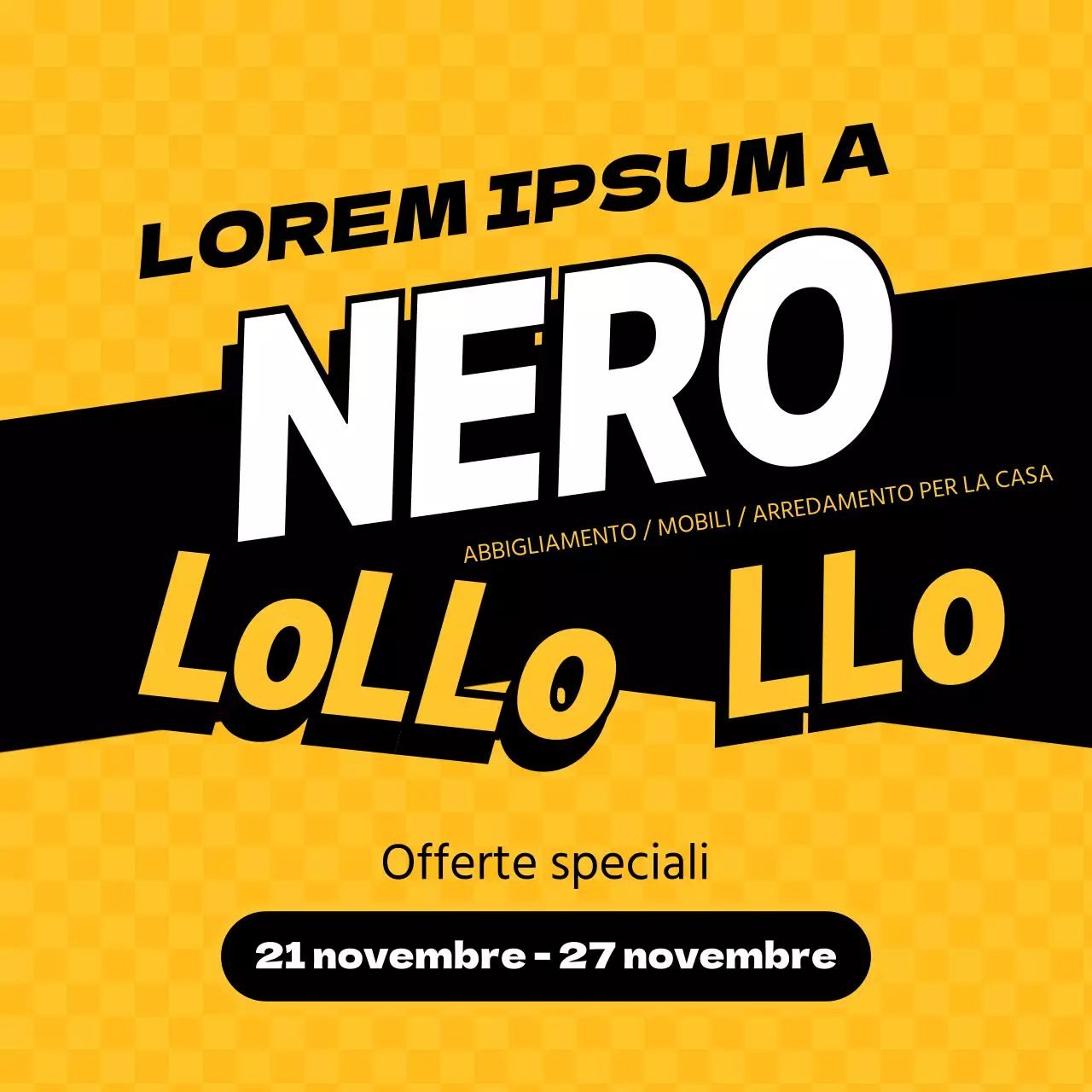 Vendita del venerdì nero sui concetti di tipografia gialla a reticolo