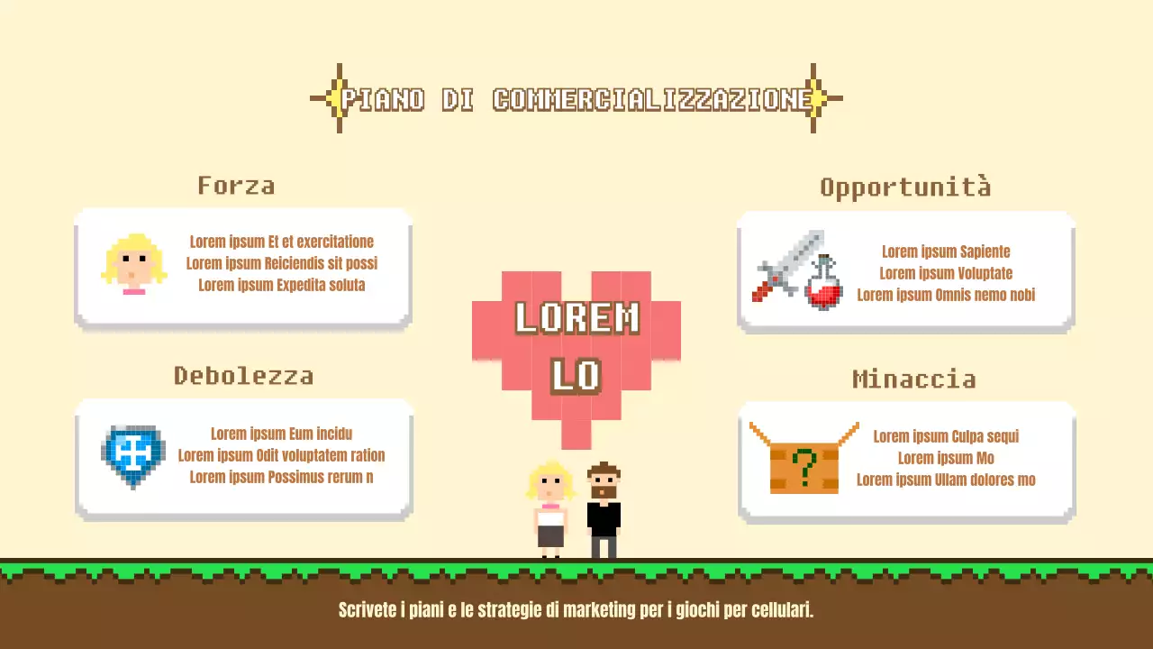 Piano di commercializzazione per i giochi mobile pixel