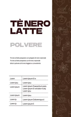 Etichetta di tè nero in polvere con illustrazione marrone