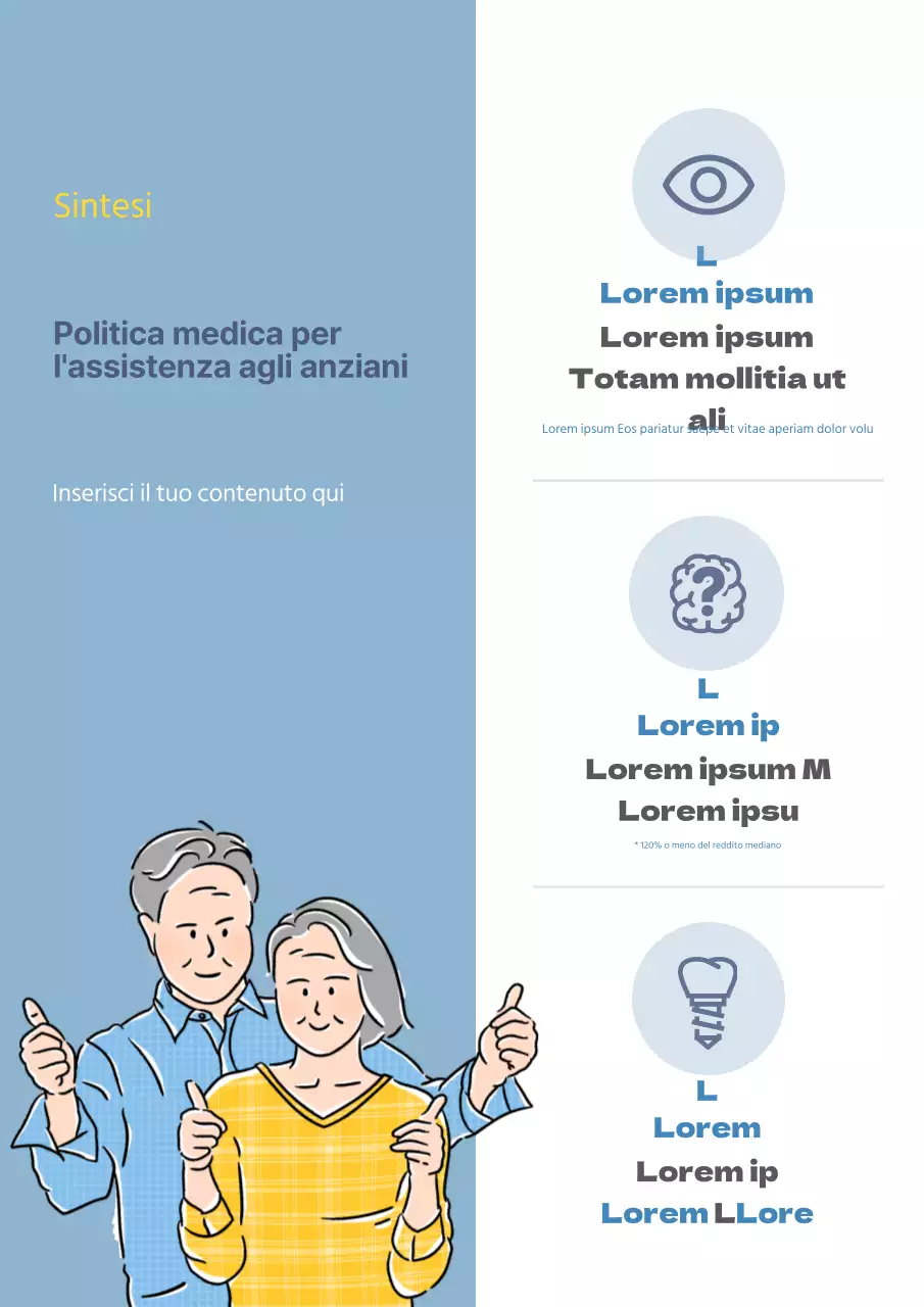 Scheda informativa sull'assistenza agli anziani blu