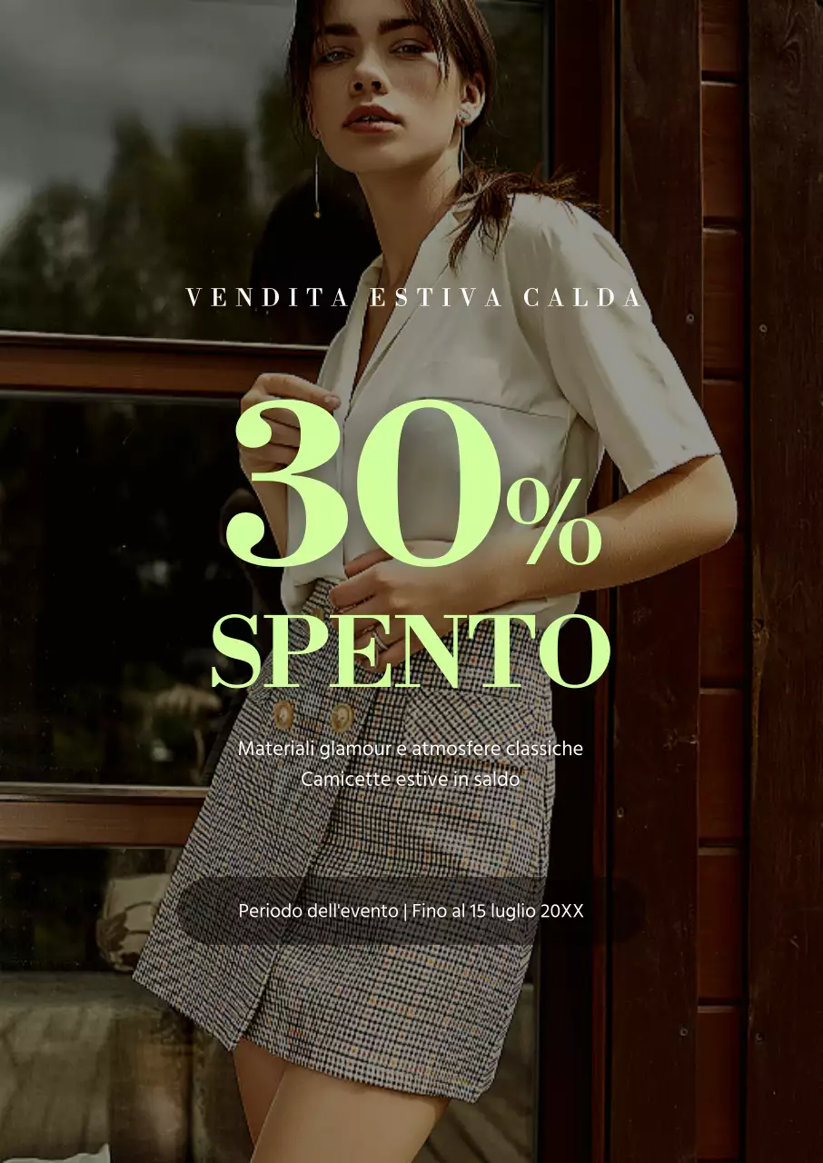 Un evento di vendita di abbigliamento pulito con uno sfondo verde lime incentrato su un font.