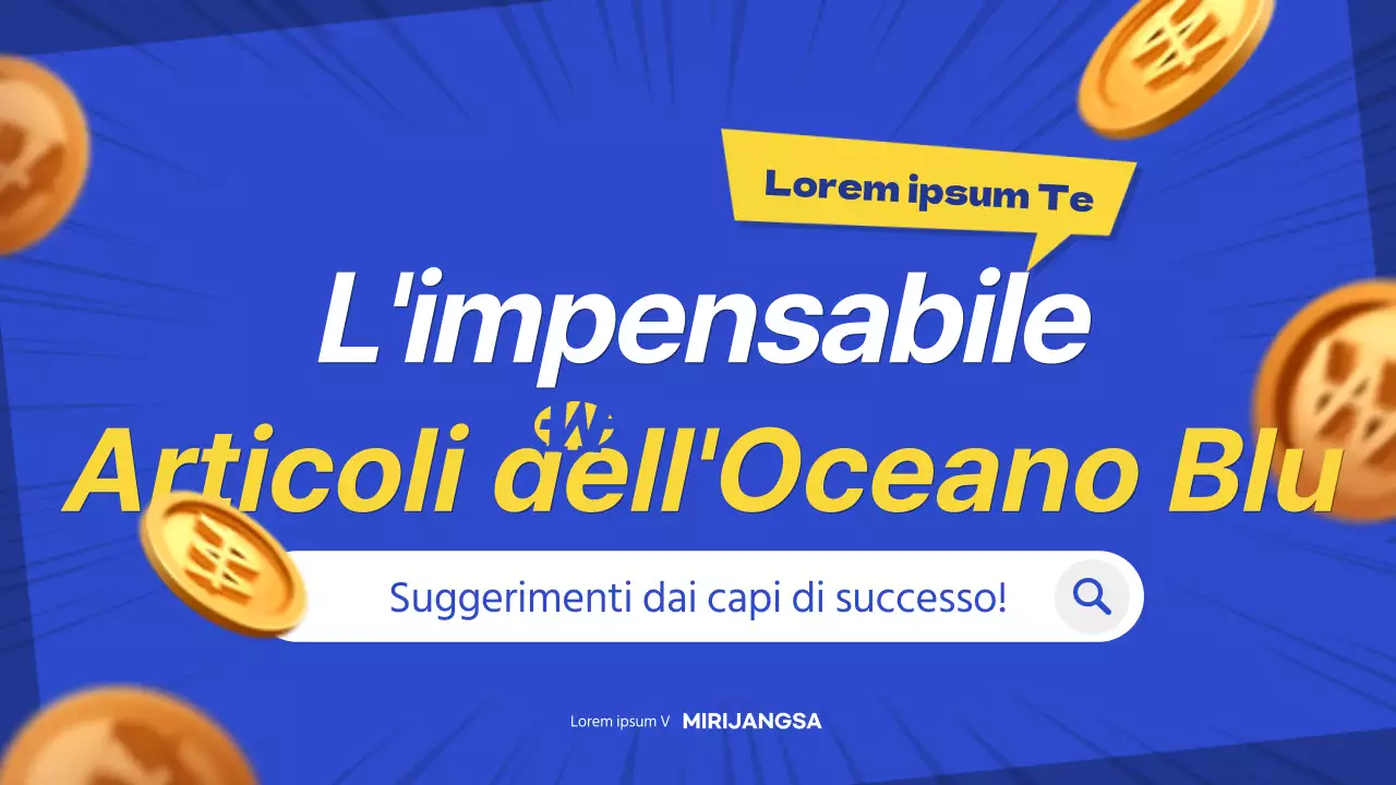 Test di un'animazione di introduzione di un elemento dell'oceano blu con evidenziazioni blu e gialle