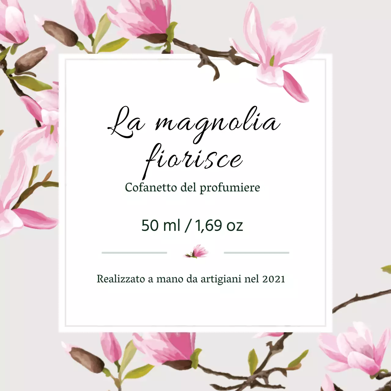 Etichetta di profumo vintage con illustrazione grigia