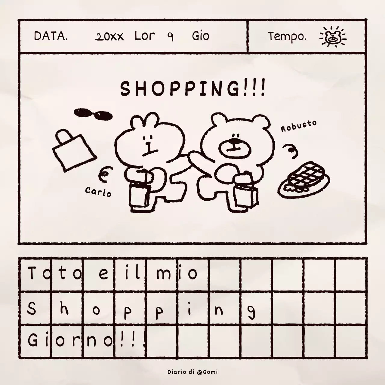 Pacchetto diario con illustrazione di orso bruno carino