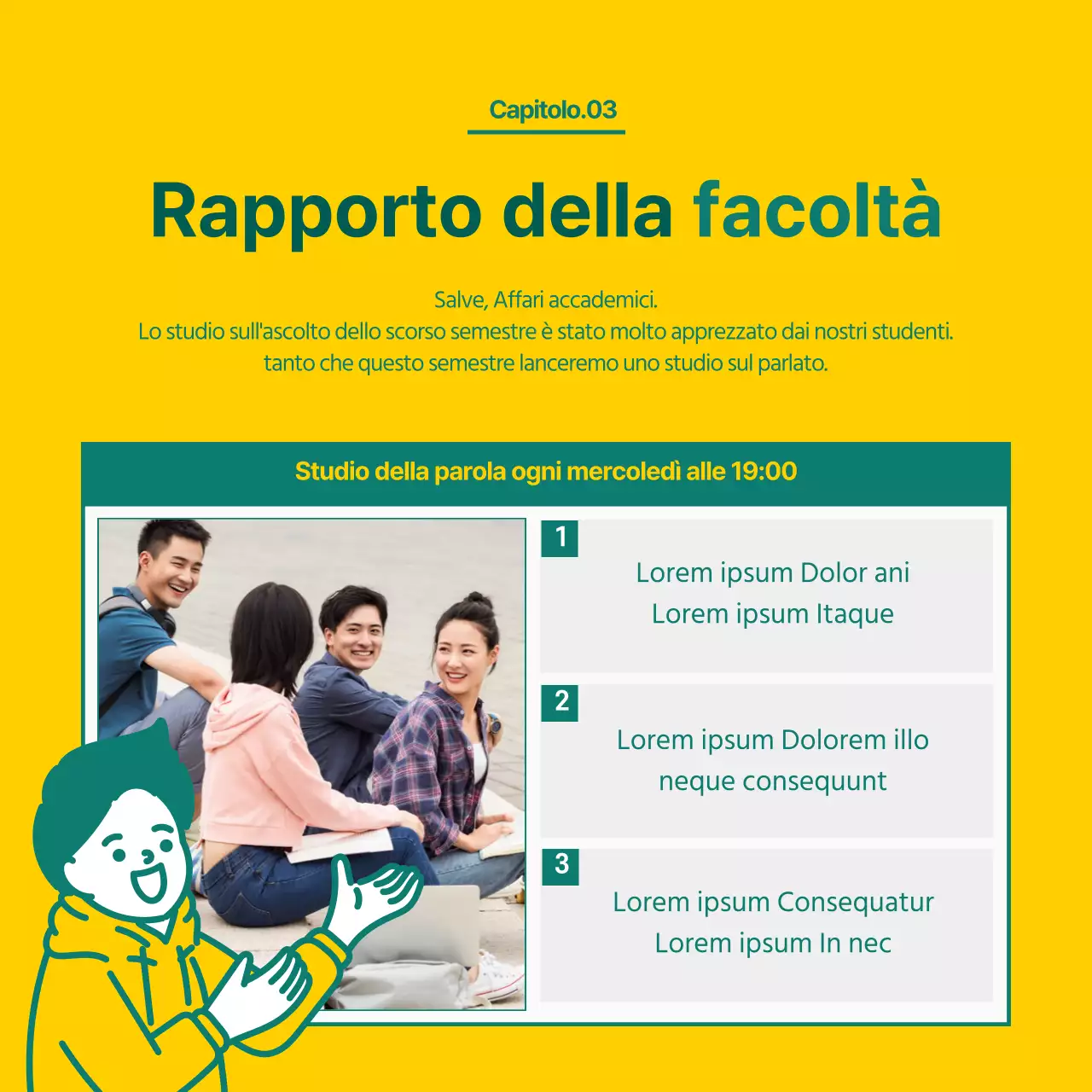 Il giallo e il verde dell'università evidenziano il design della cartaNews