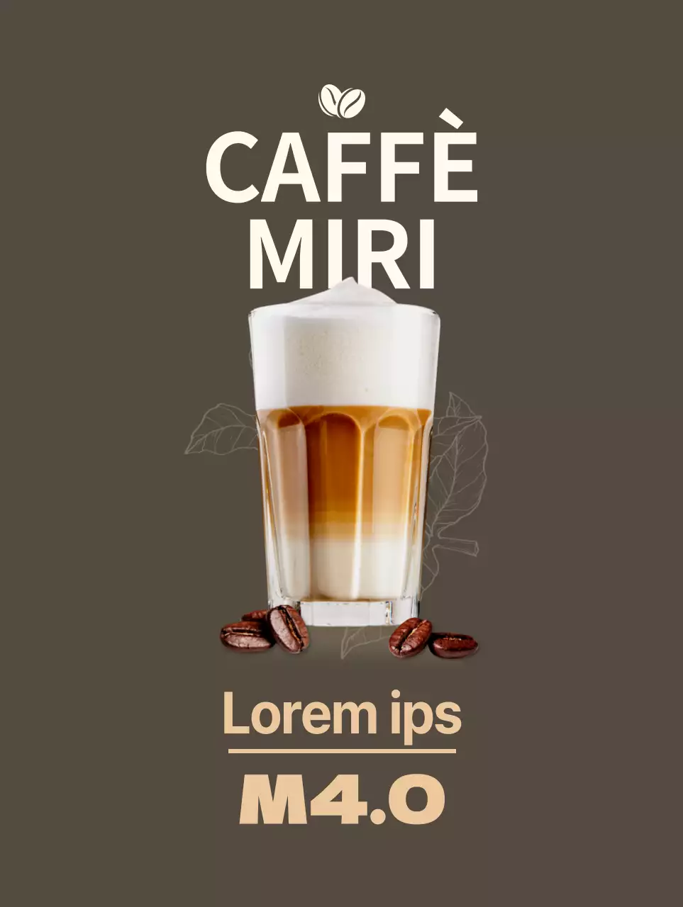 Banner da caffè semplice e scuro in marrone e beige