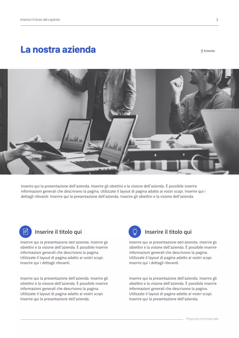 Proposta commerciale di concetto semplice in blu