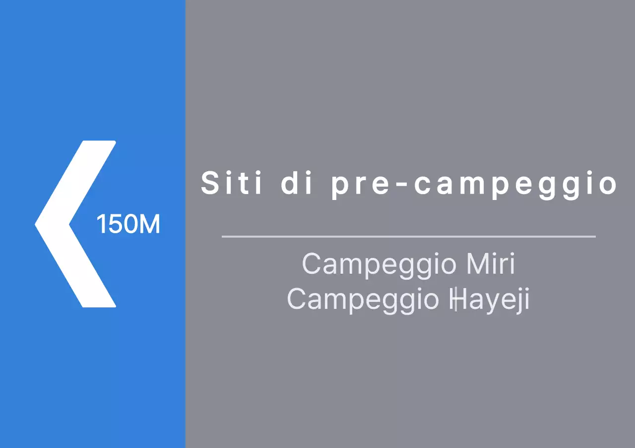 Indicazioni per il campeggio in stile pulito in blu e grigio