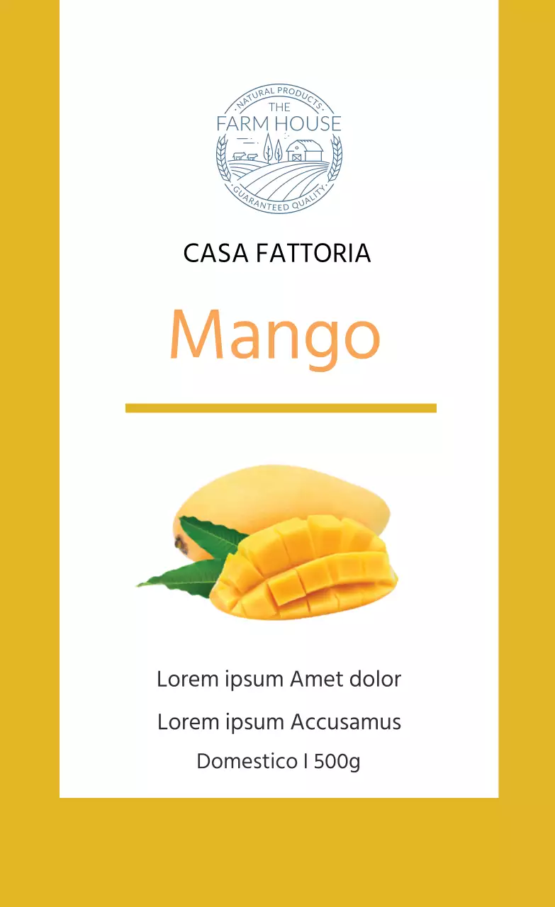 Etichetta dei prodotti di mango