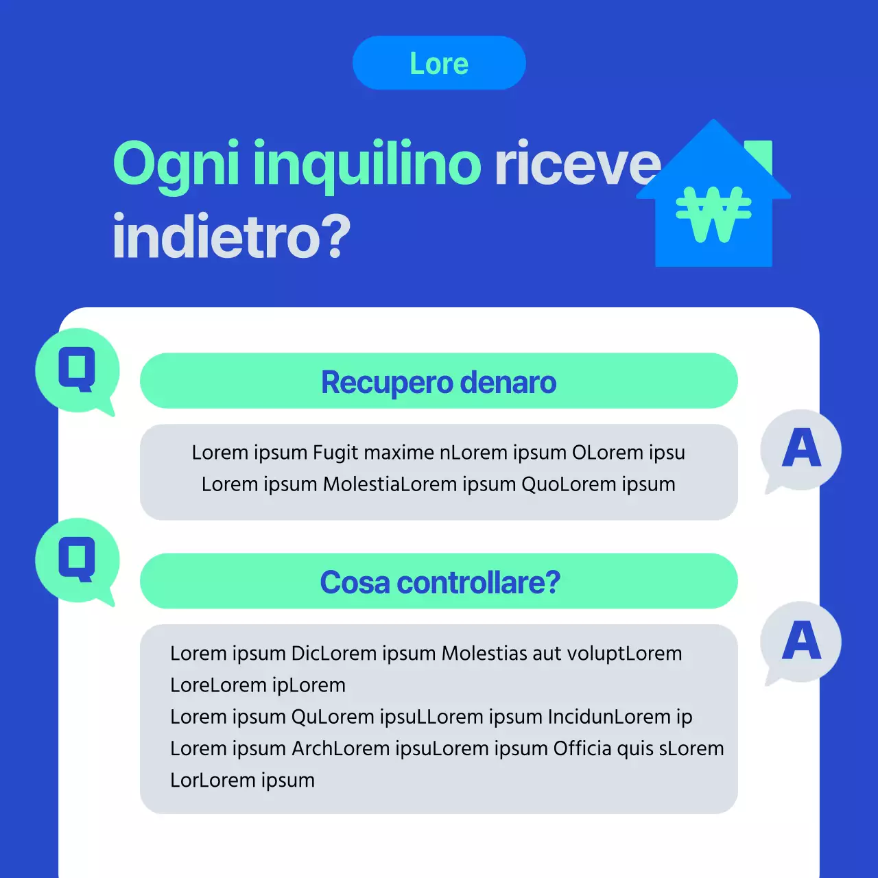Icona della casa blu e menta Previsione di riparazioni a lungo termine