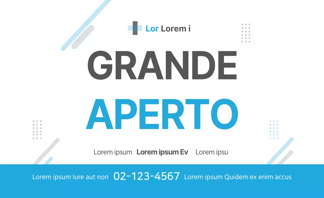 Stile di layout di testo semplice in blu chiaro e nero per annunci di apertura dell'ospedale