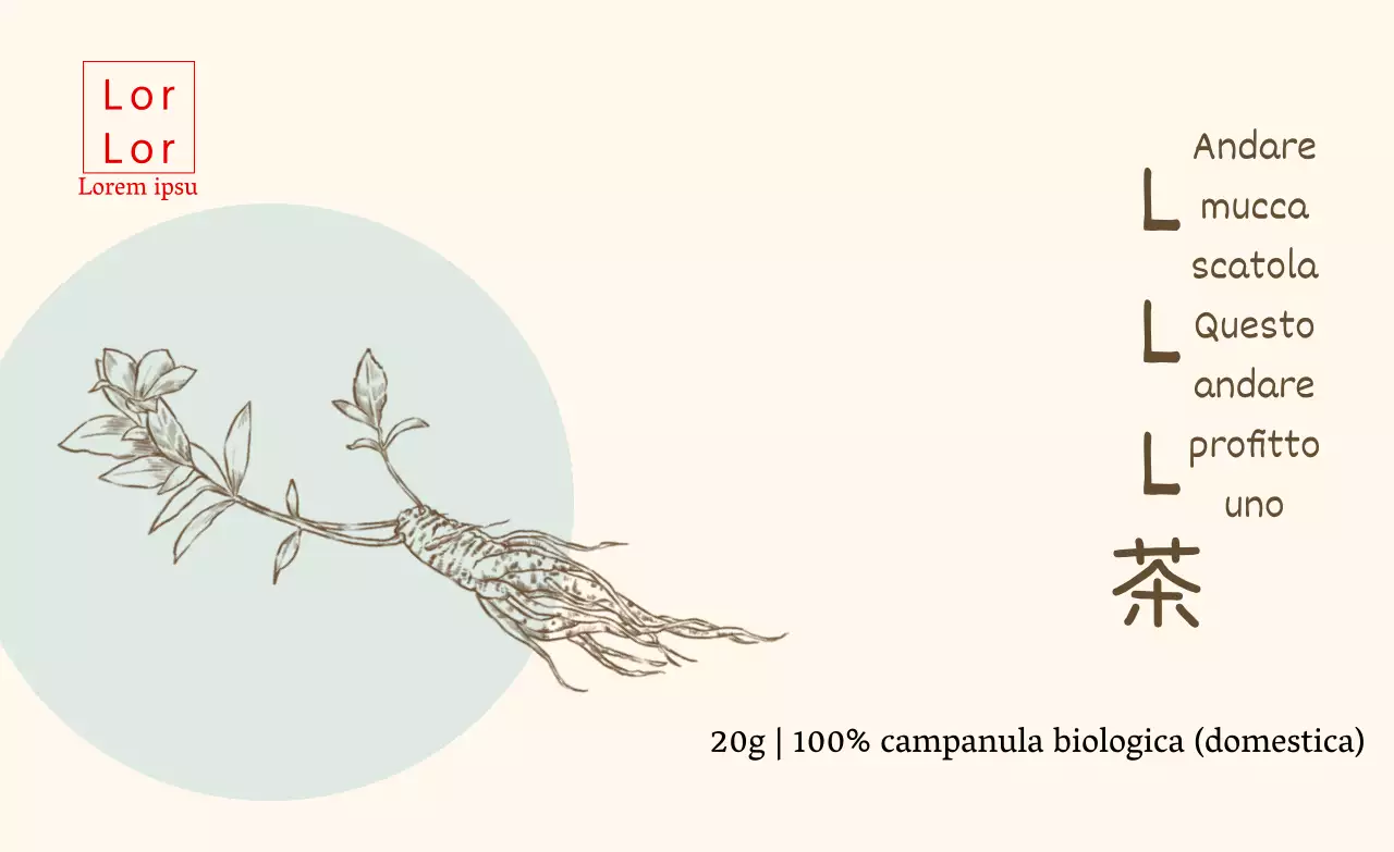 Adesivo per il tè con disegno di menta e fiori di campanula