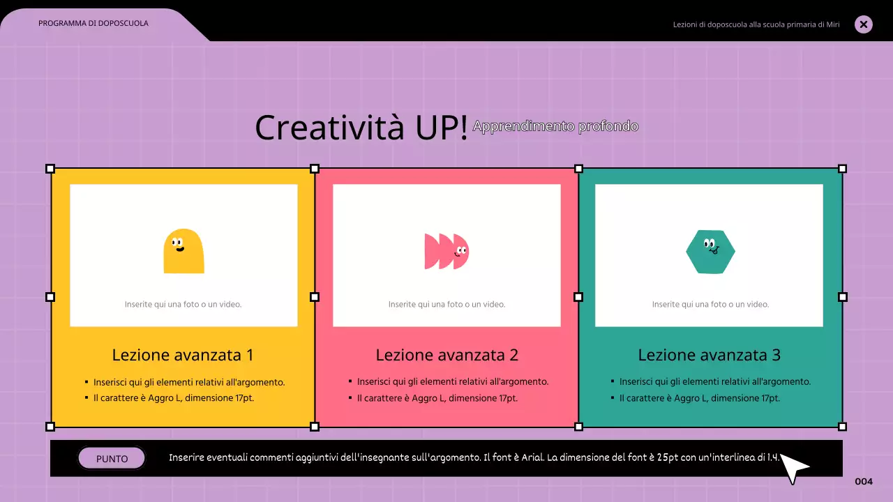Lezioni di computer grafica in cornici colorate per browser