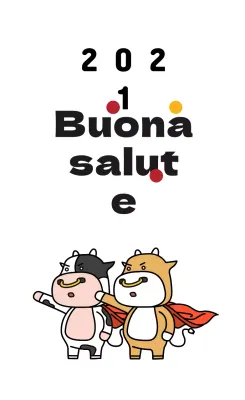 Simpatica etichetta di auguri per il nuovo anno con illustrazione bianca