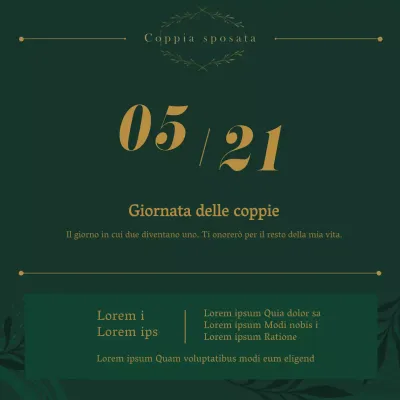 Evento e promozione della clinica di consulenza di coppia Green and Gold's Couples Day Celebration (Social Media Squares)