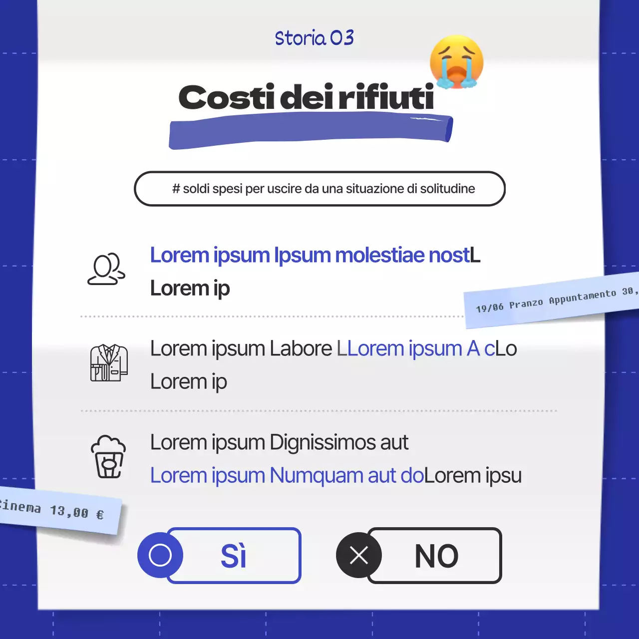 Bolletta blu e nera in eccesso