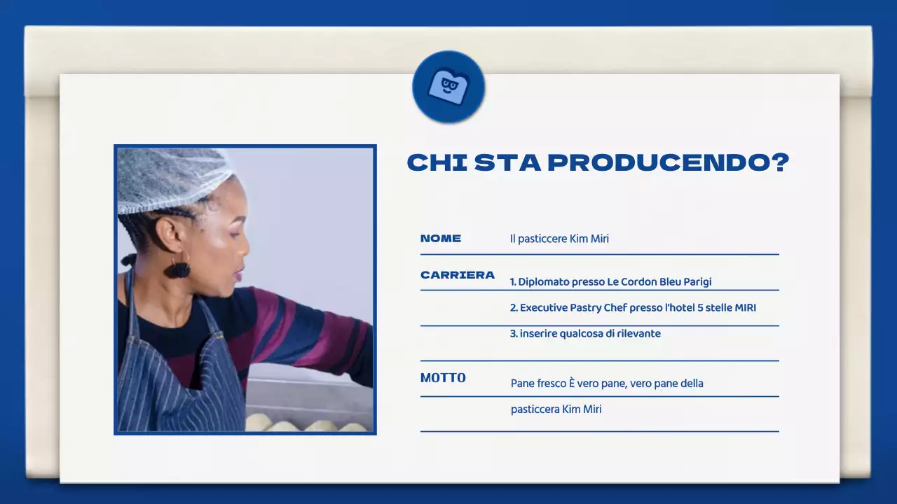 Graziosa cartella per panetteria in blu e marrone