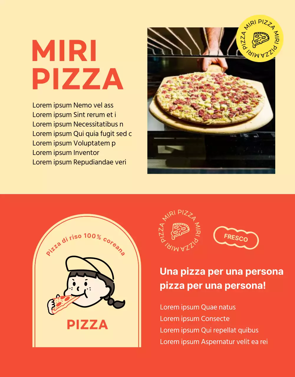 Dettagli di finanziamento per pizza arancione e gomito