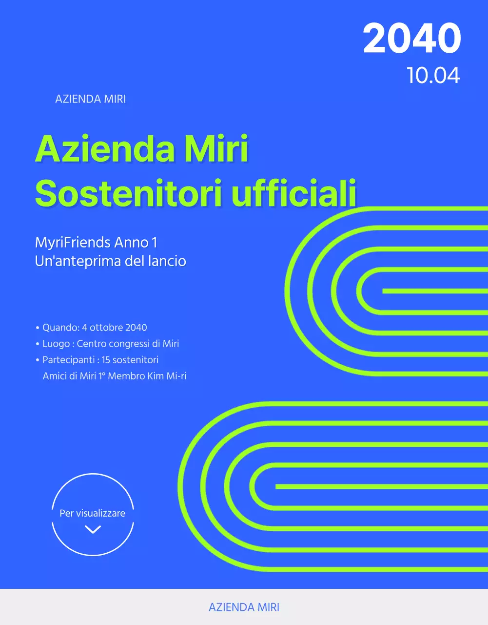 Dettagli dell'annuncio dei sostenitori in una vivace combinazione di colori blu e verde