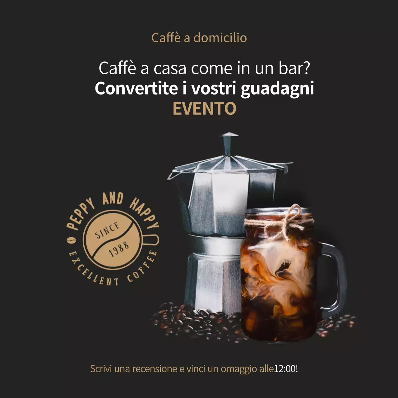 Banner per eventi legati al caffè nero e marrone