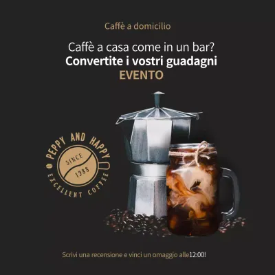 Banner per eventi legati al caffè nero e marrone