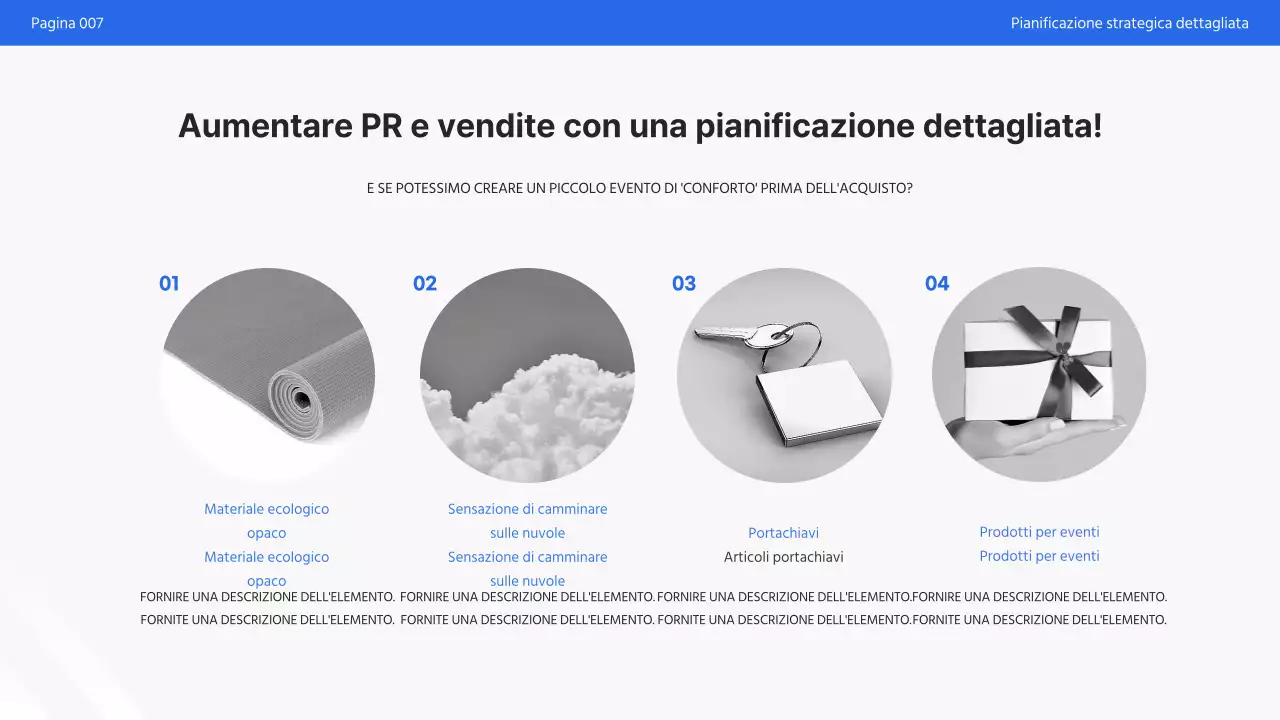 Semplice presentazione promozionale di marketing in bianco e blu