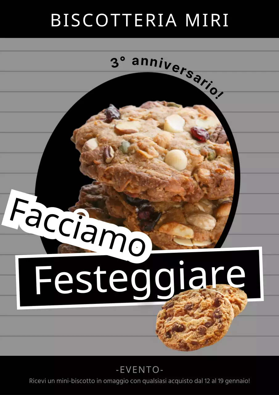 Regalo di biscotti con sfondo nero e grigio (webposter verticale)