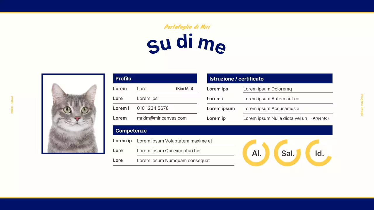 Portafoglio di design per un concetto retrò vintage in blu navy e giallo