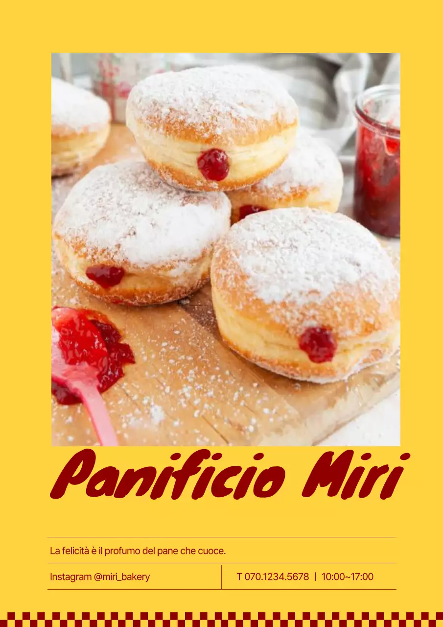 Poster di una pasticceria di ciambelle in giallo e rosso vivo