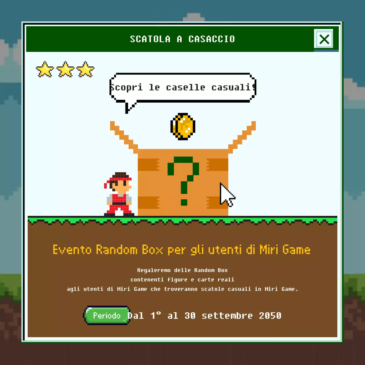 Retro Windows Concept Game Evento a scatola chiusa