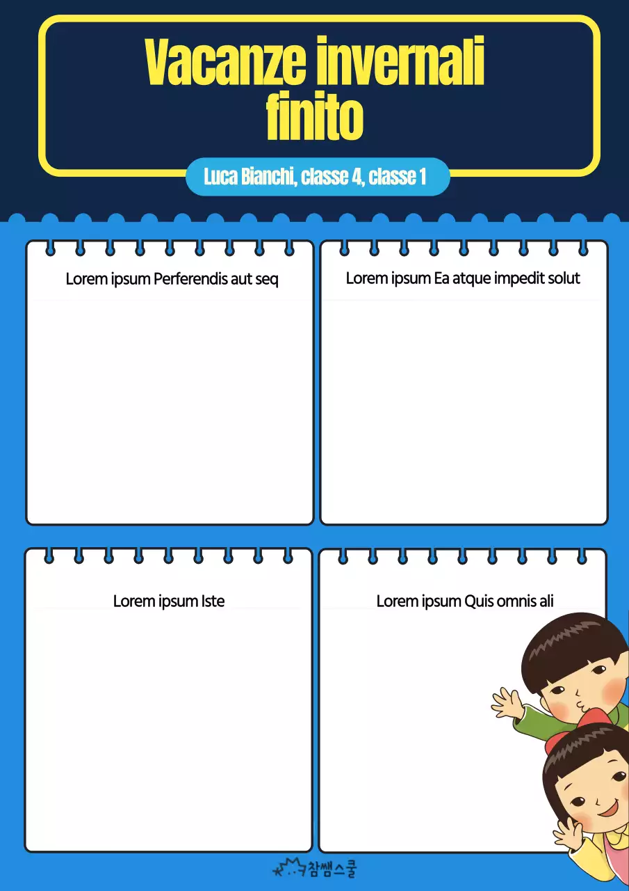 Agenda invernale blu e gialla