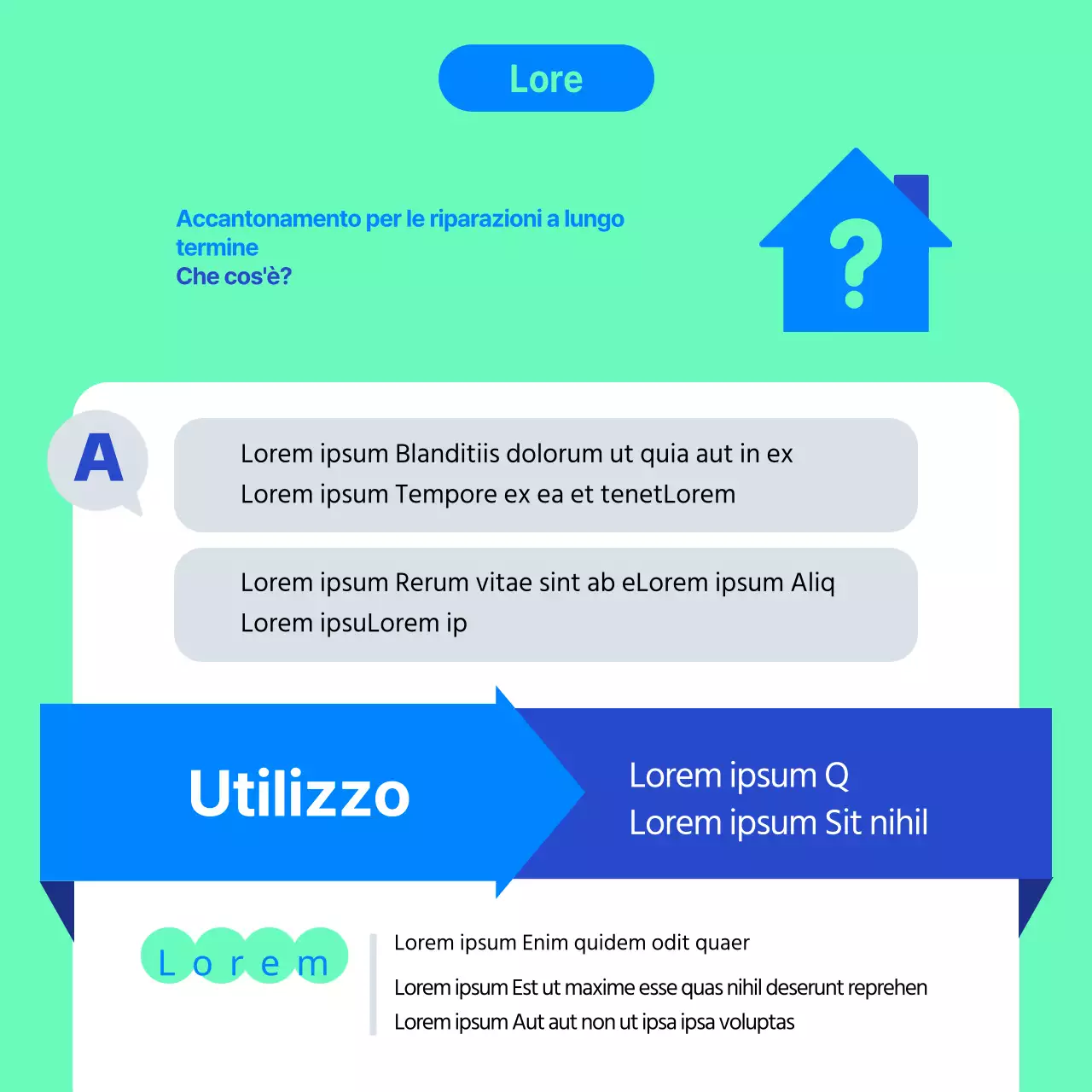 Icona della casa blu e menta Previsione di riparazioni a lungo termine