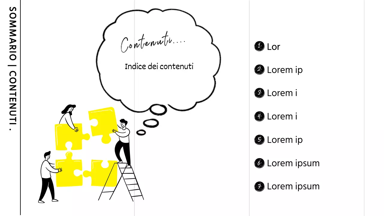 Verbale della riunione di studio con evidenziazione in bianco e giallo