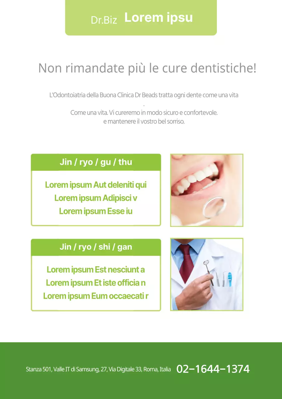Luoghi e orari dei dentisti con foto in verde