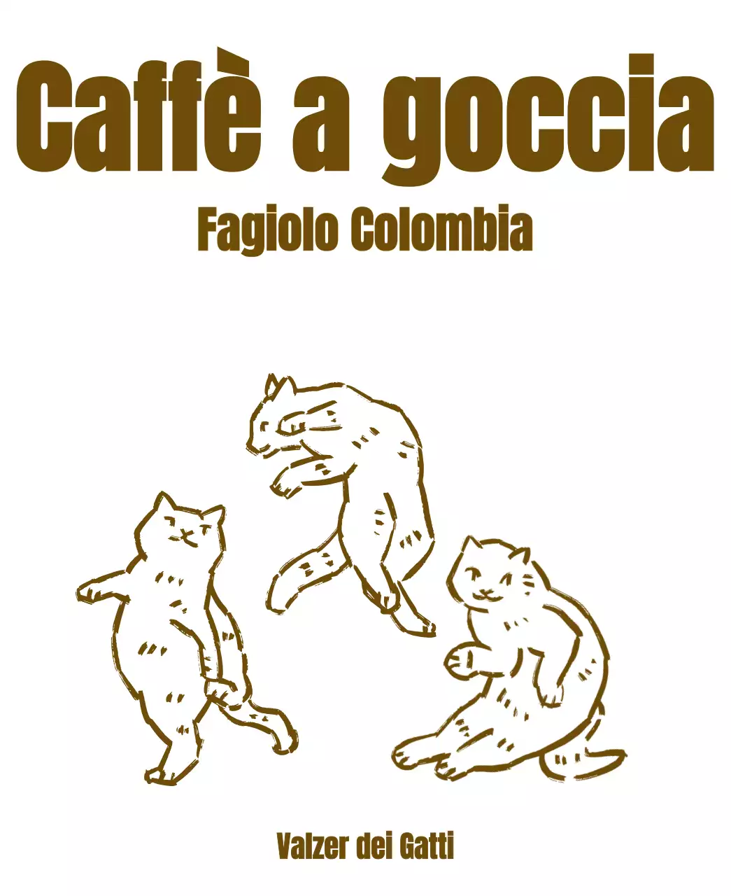 Design semplice con illustrazione di un gatto marrone, simile a un disegno