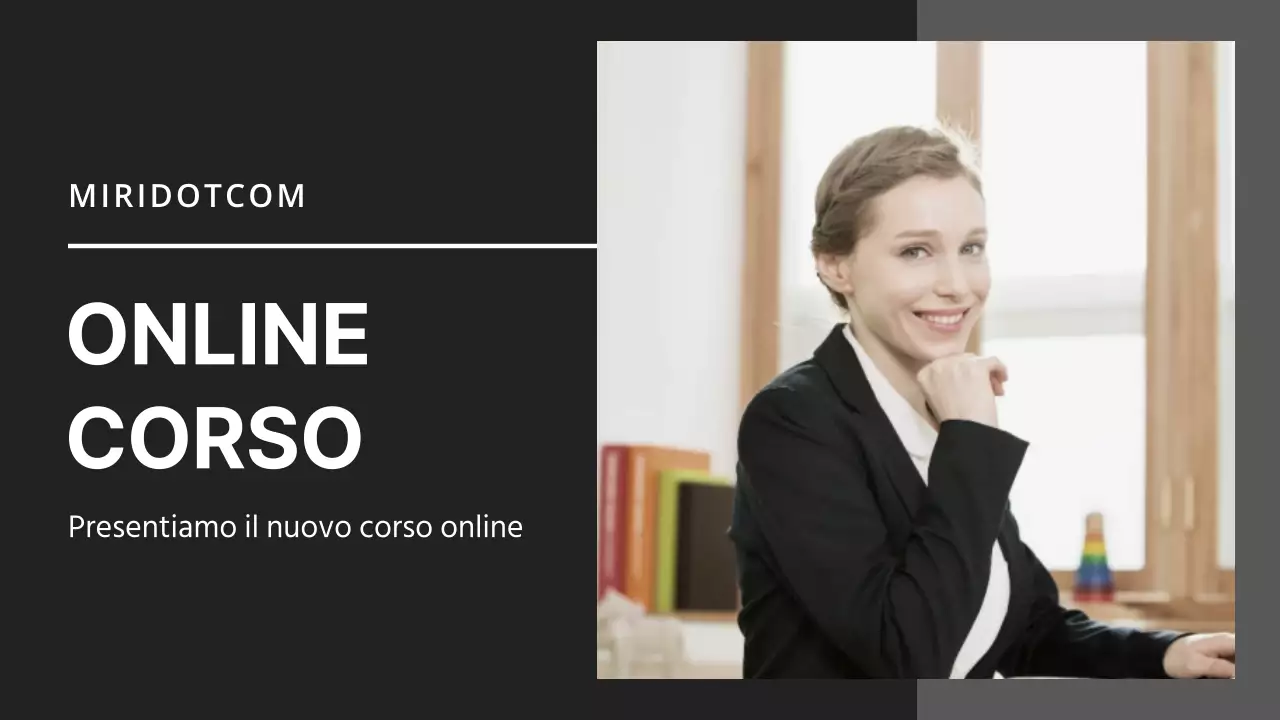 Un corso online pulito e semplice in nero e grigio