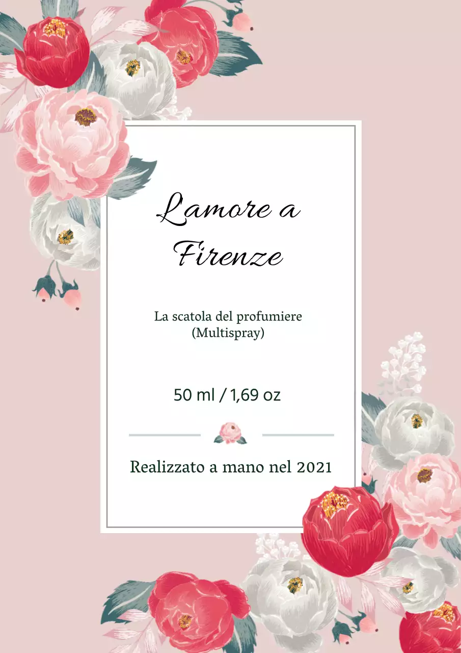 Etichetta di profumo vintage con illustrazione rosa