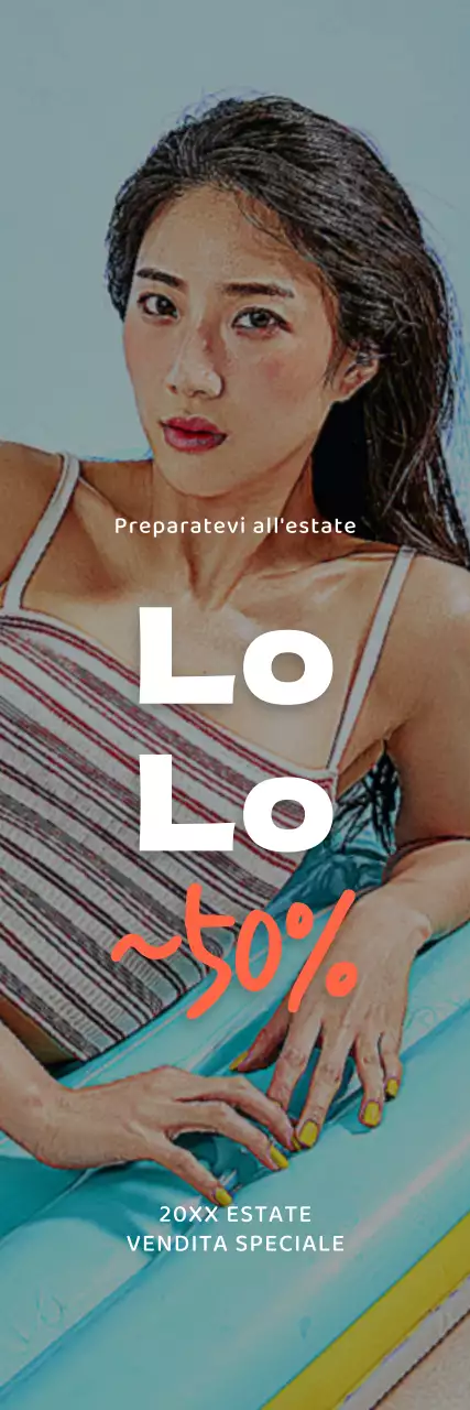 Una vendita di abbigliamento estivo pulito con un ritratto su uno sfondo blu chiaro