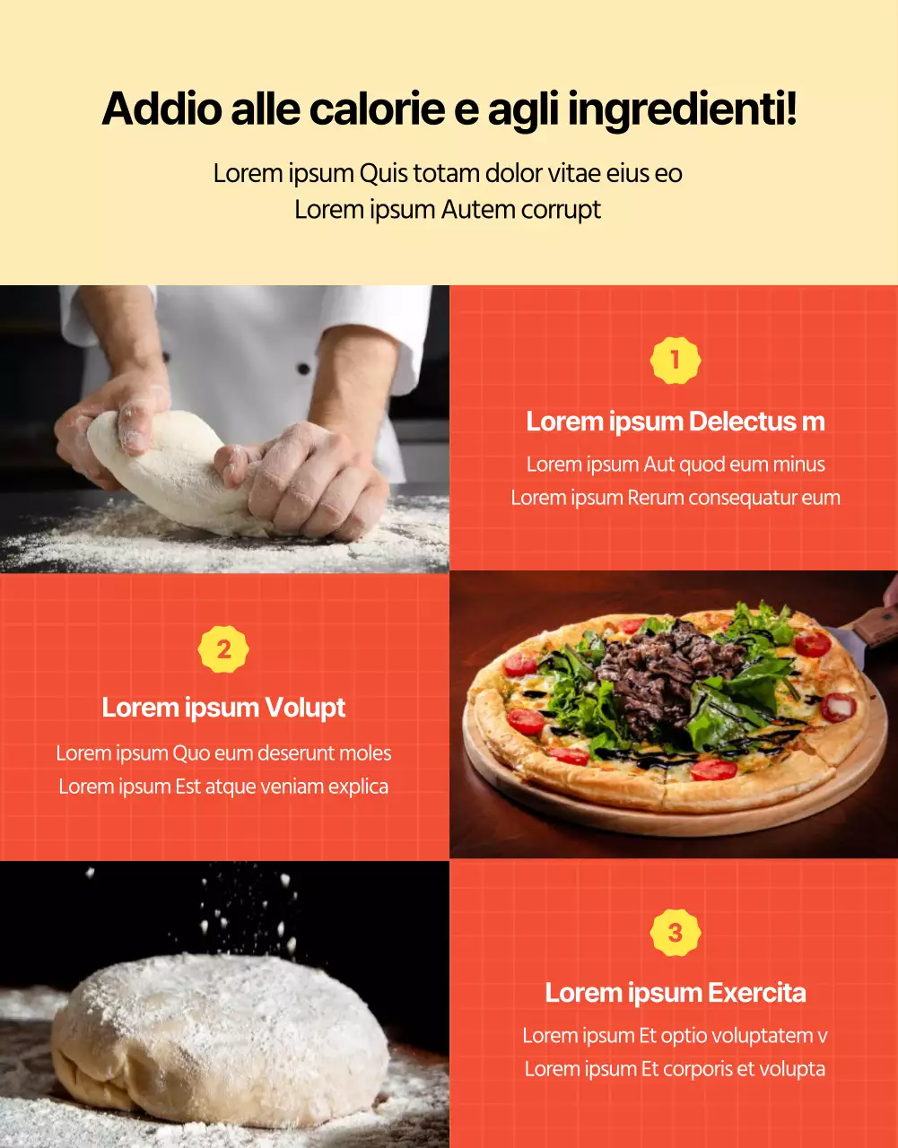 Dettagli di finanziamento per pizza arancione e gomito