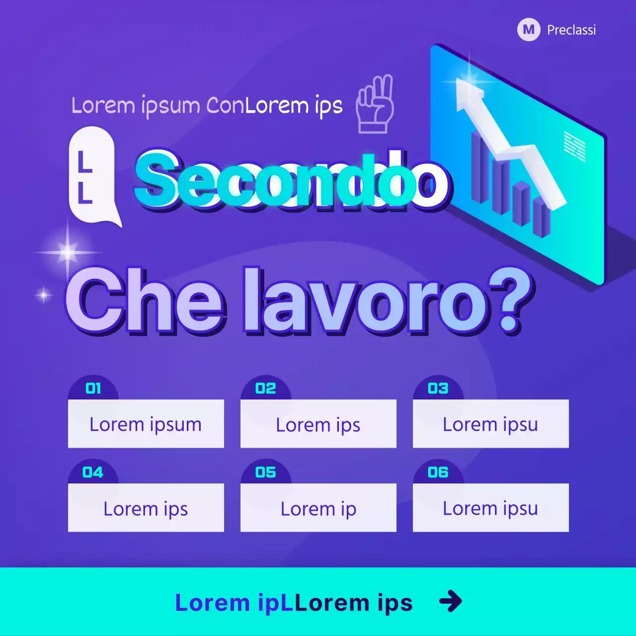 Un semplice feed Instagram di auto-miglioramento in viola-azzurro