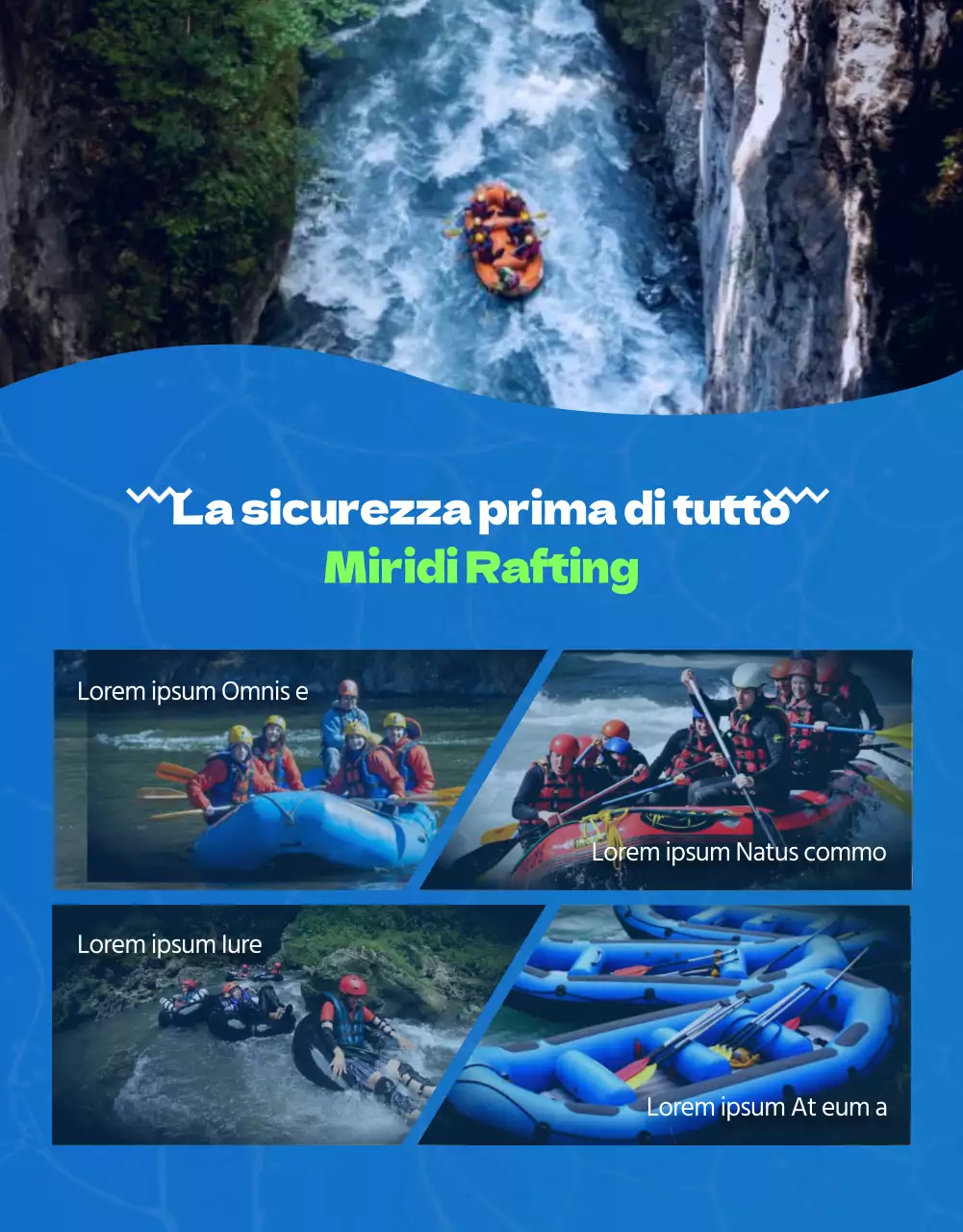 Le compagnie di rafting con le illustrazioni di Donggang blu e verde